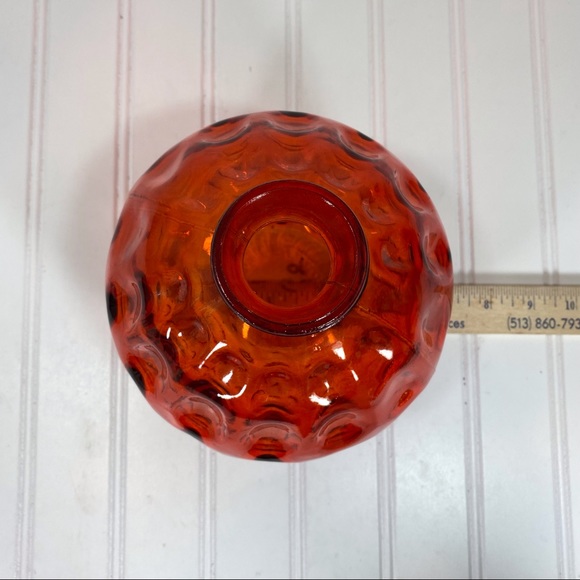 Orange glass dimpled vase - Picture 5 of 6